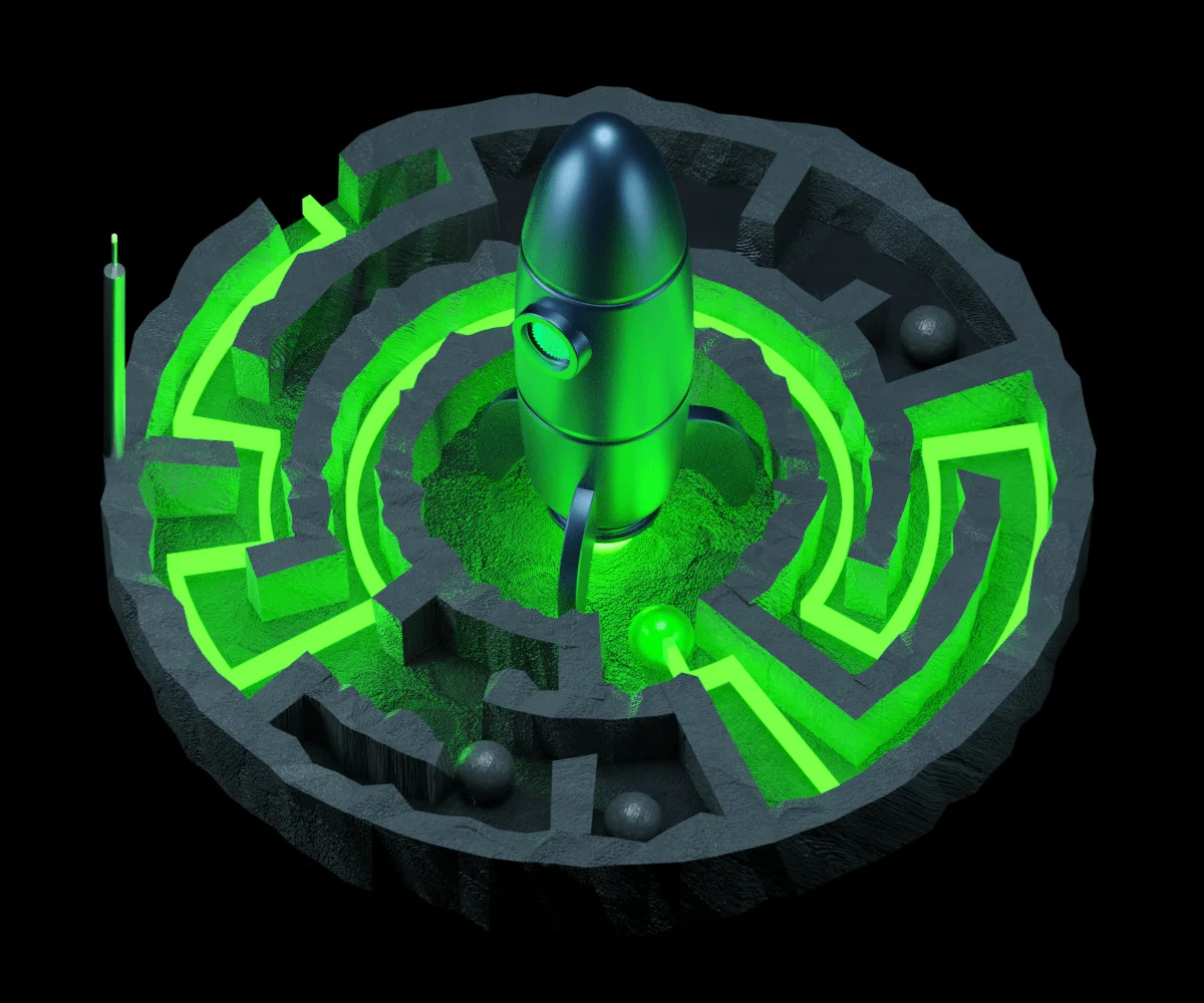 Animated cover for the Martian Design Sprint article: a stylized 3D scene rendered in Blender.